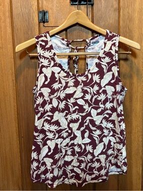 Burgundy Floral Tie-Back Tank